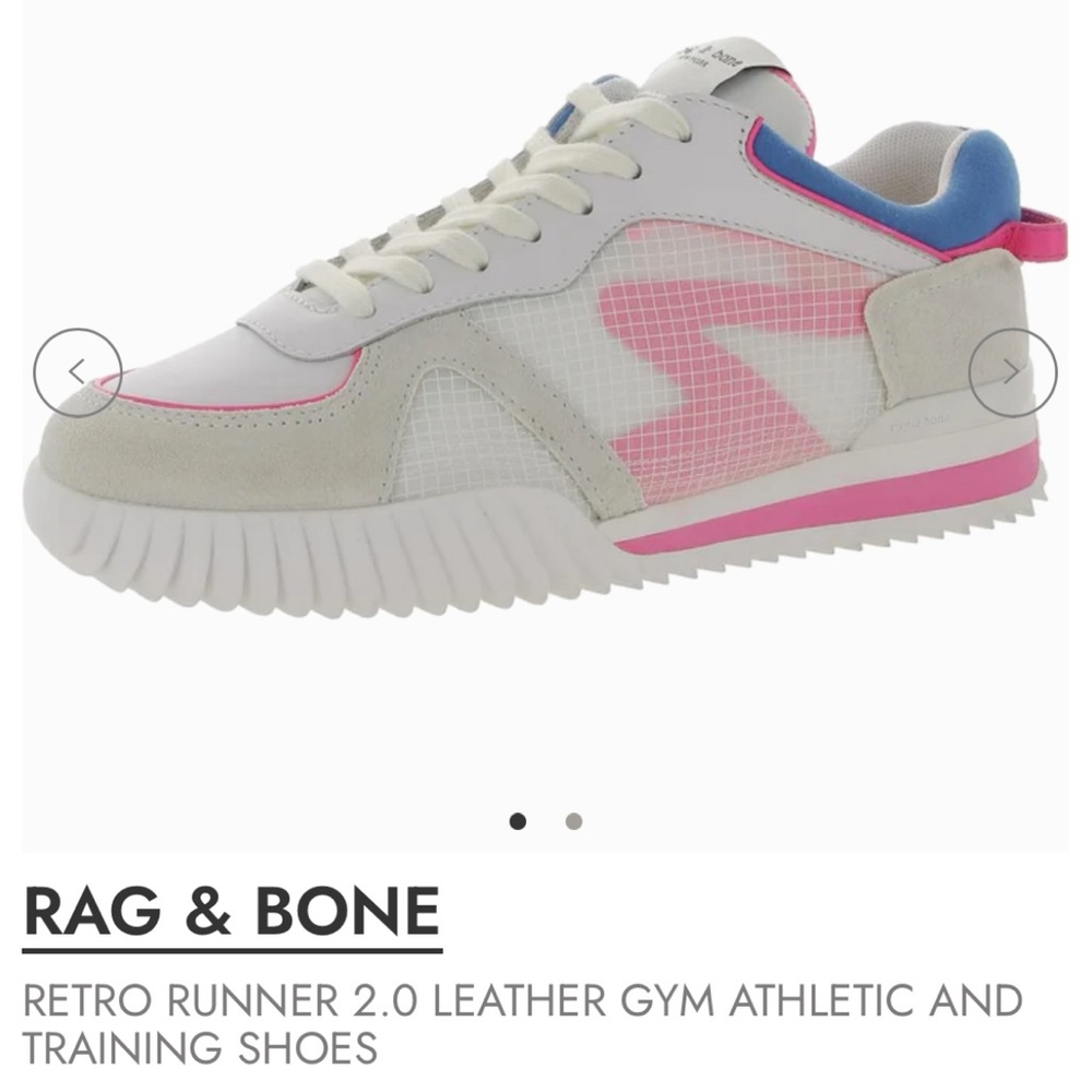 Rag & Bone Women's Retro Runner 2.0 Shoes - White and Pink Size 37 US 7